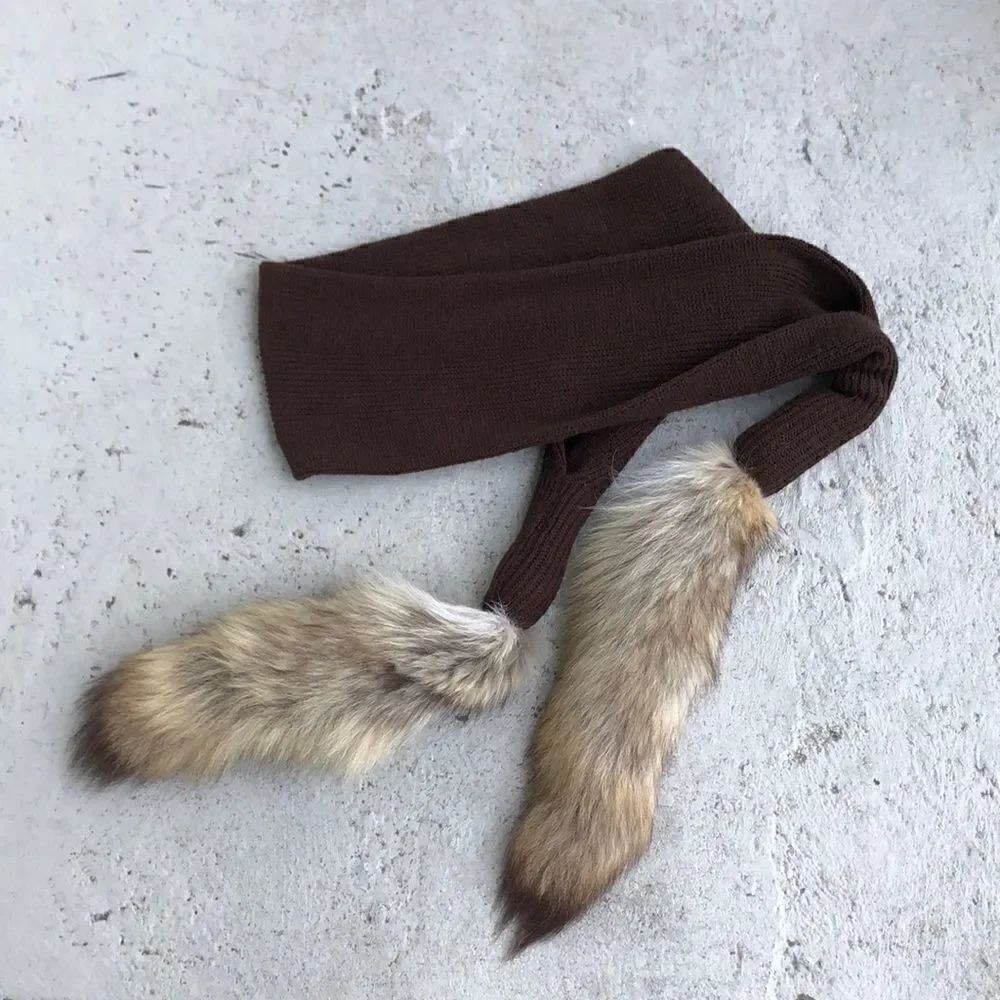 Vintage long foxtail scarf
